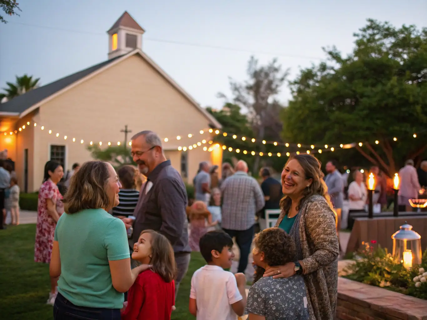 A photograph capturing a community event held at the Saint-Martin Church, with people of all ages participating in a cultural celebration.